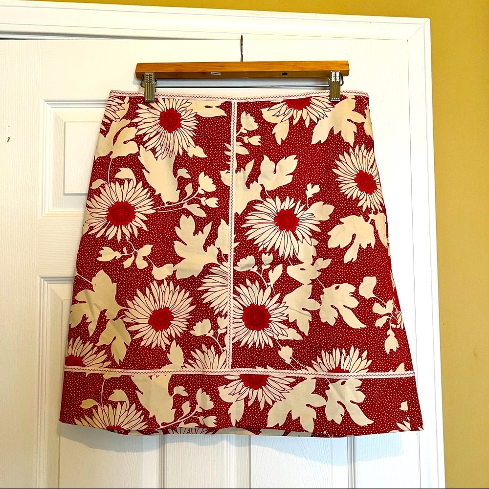 Floral Cream & Red Ann Taylor Loft mini skirt